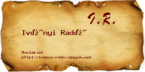 Iványi Radó névjegykártya